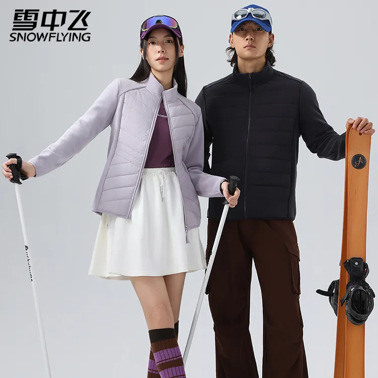 雪中飞男女同款立领蜂巢美羊绒外套内搭保暖拉链抓绒衣7512/8512