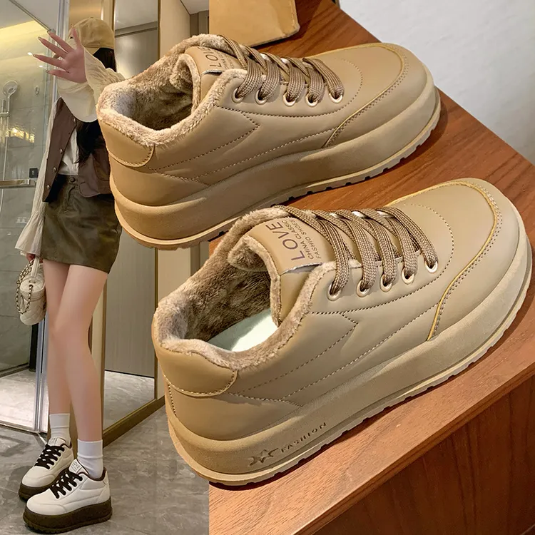 2024冬季加绒小白鞋新款韩版ins女学生增高运动板鞋休闲鞋KT2812