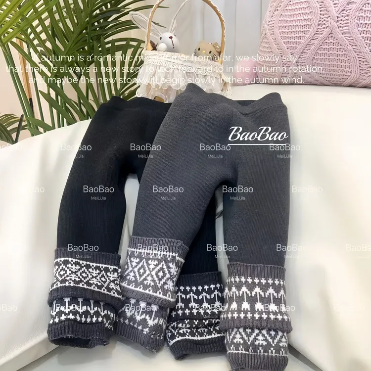 "费尔岛堆堆"一条过冬1000克巨厚高弹冬季羊羔绒保暖神裤838