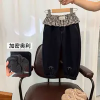 【鱼子酱】D2574K加绒格子腰牛仔裤中小童女童童装