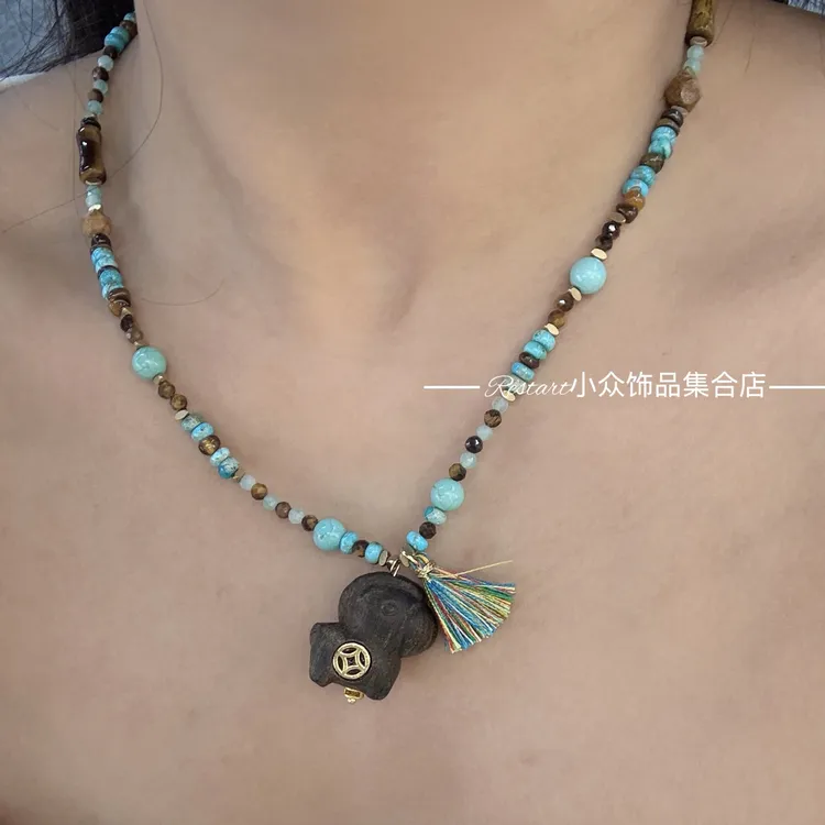 钛钢项链 马上来财 美松项链小众复古时尚手工百搭