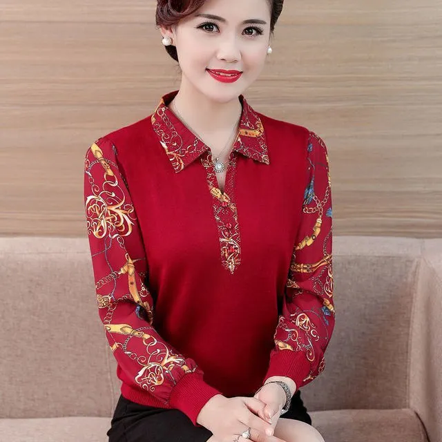 2023秋冬新款大尺码中老年妈妈装打底衫宽松遮肚休闲 T恤上衣衬衫