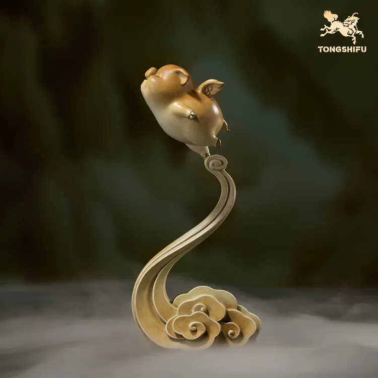 铜师傅《飞翔小猪》书房办公室可爱小飞猪摆件诸事顺利乔迁开业礼品