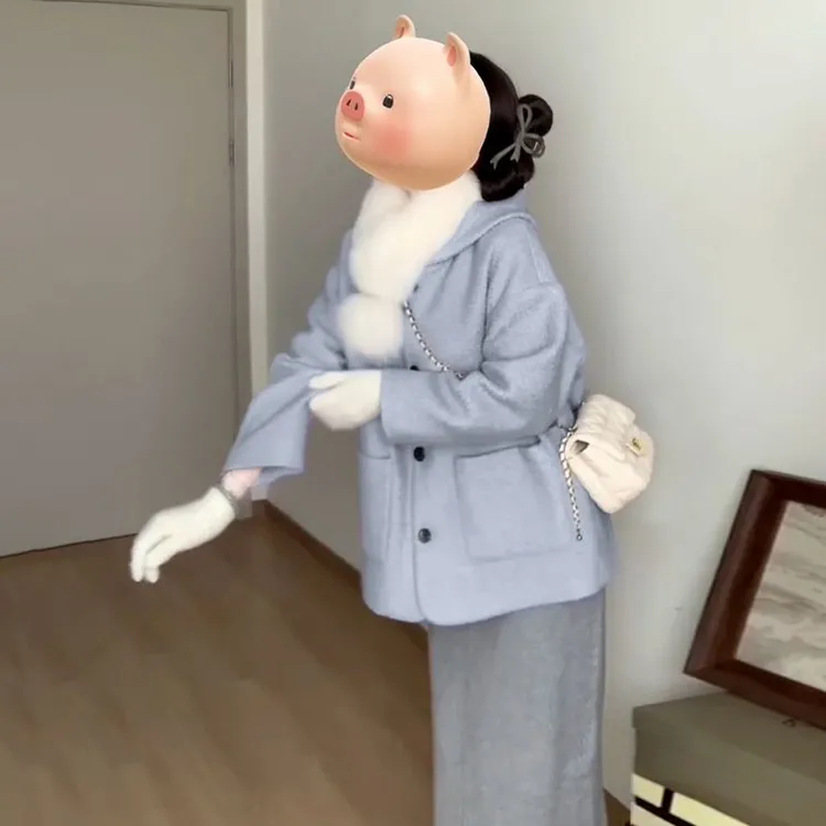 独特超好看毛呢外套女秋冬季2025新款高级感大衣小个子香风外套