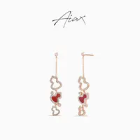 AIAX 镀K金 时尚设计传统吉祥葫芦8字造型蛇年红色耳环TSL1232