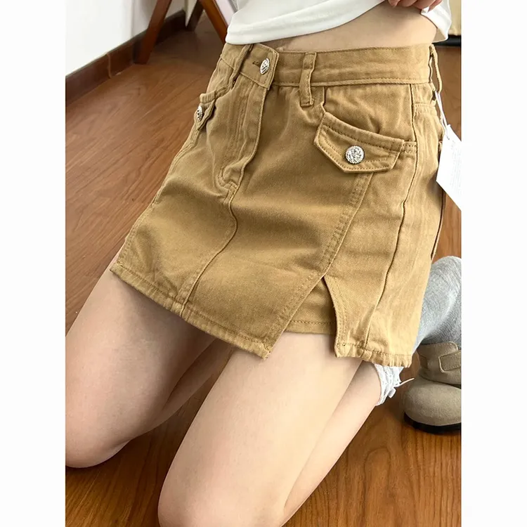 设计感假两件牛仔半身裙女2025夏季新款辣妹高腰显瘦a字包臀短裙