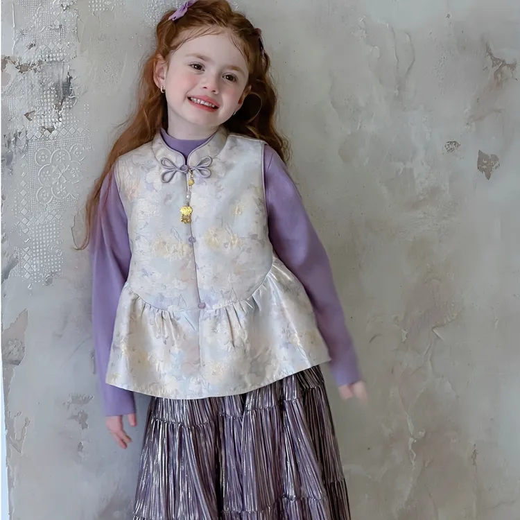 (现货)流光溢彩半身裙套装2025秋季新品复古新中式马甲国风三件套