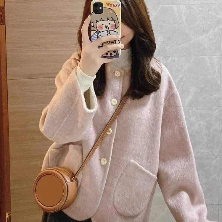 灰色今年流行毛呢外套女秋冬季2025新款韩系小香风超好看呢子大衣