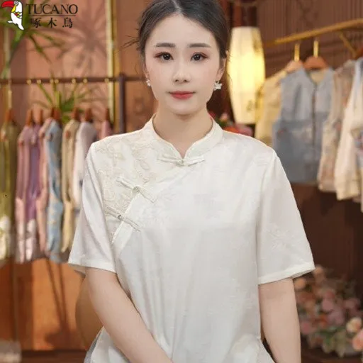 上衣女款马甲高端爆款轻奢新款母亲节小个子国风女装气质2025夏季