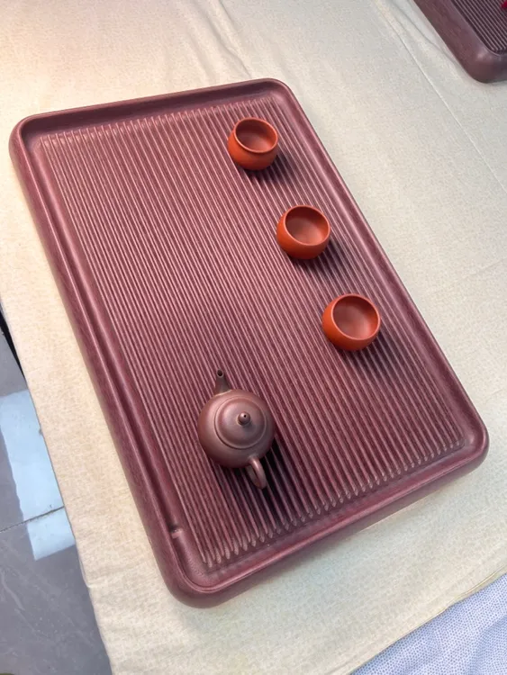 高档家用办公排水式电木茶盘功夫茶具红檀色素盘简约长方形茶托盘