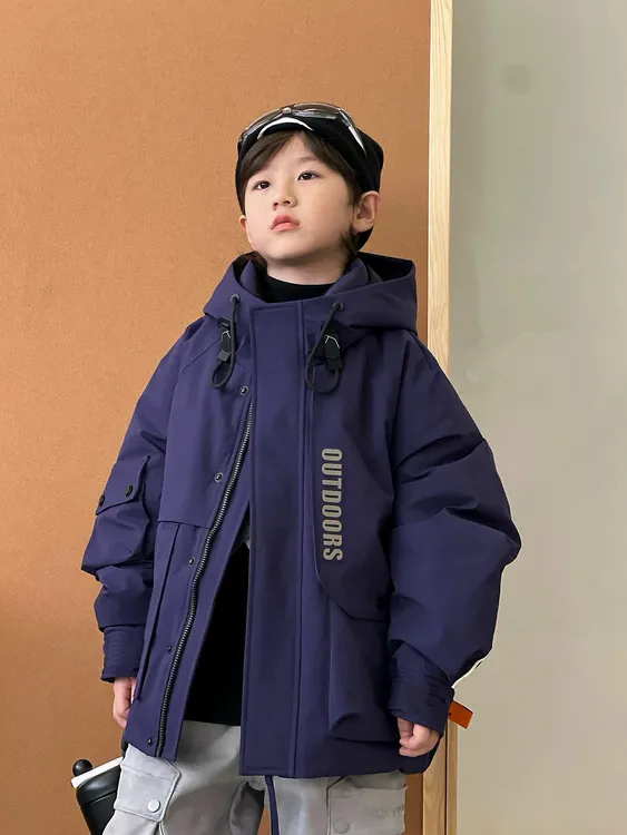 【加绒加厚】男童冬装棉服加棉派克服2025新品男孩儿童冬季保暖外套