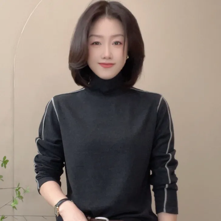 2970冬季新款保暖纯色半高领女士小衫百搭长袖气质显瘦打底衫女