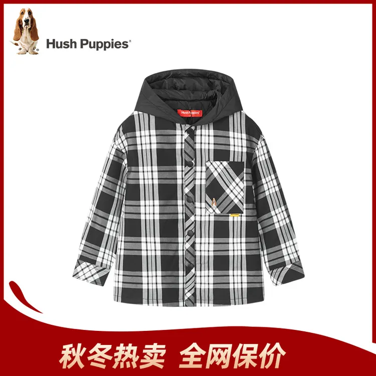 S暇步士童装冬季新款格纹保暖连帽夹棉棉衬衫HPRDBD44CS567