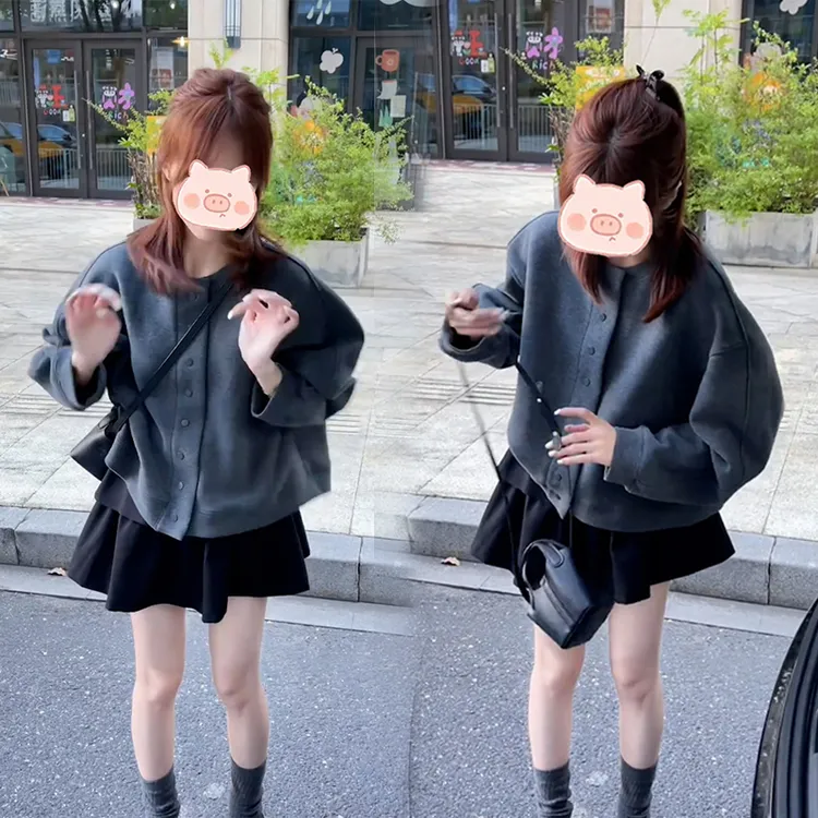 2025年秋季新款穿搭一整套时尚百搭设计上衣搭配显瘦短裙两件套女