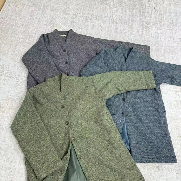 N长款中长款长袖夹棉大衣外套小立领直下摆秋冬25110649