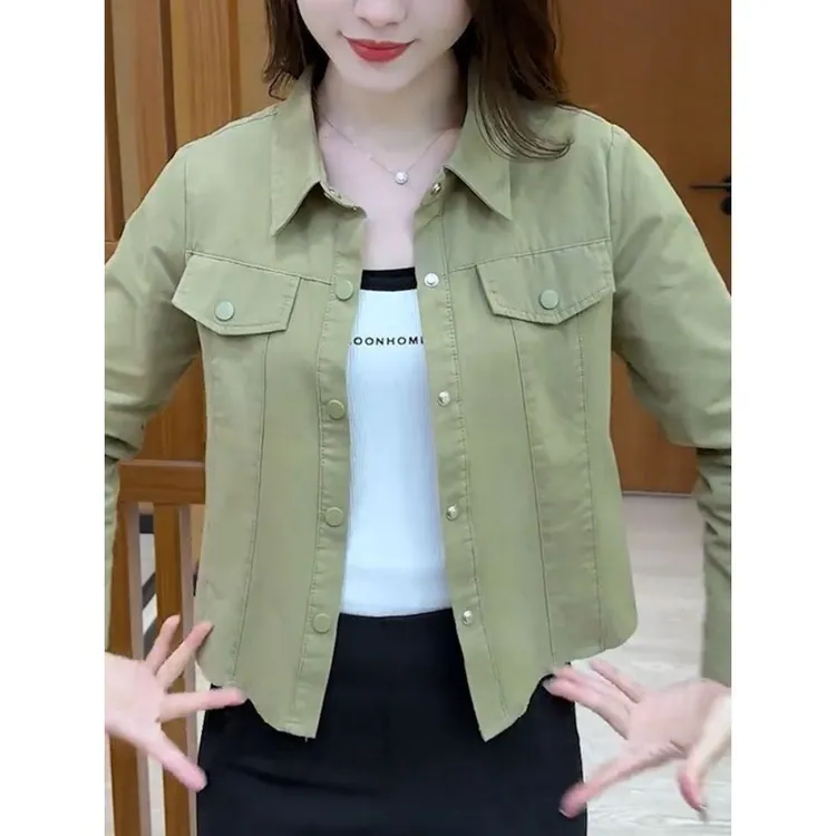 小短衣女式2025年春秋季新款工装夹克时尚修身西式减龄衬衫上衣女