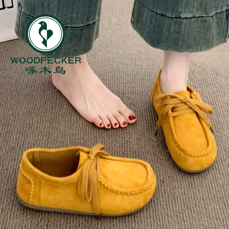 啄木鸟勃肯乐福鞋女2025年新款夏季超火软底复古风豆豆鞋法式单鞋