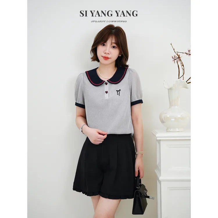 斯洋洋SIYANG超柔镂空针织舒适透气通勤百搭减龄T恤SY505A067SYY