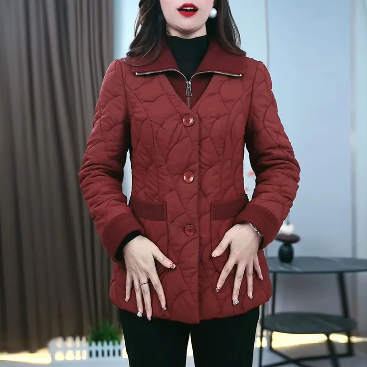 加厚女士棉服秋冬季新品时尚妈妈装修身长袖大码外套洋气保暖上衣