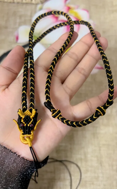 非金属棉绳项链 纯手工编织精工龙头龙鳞吊坠绳项链绳百搭挂件绳