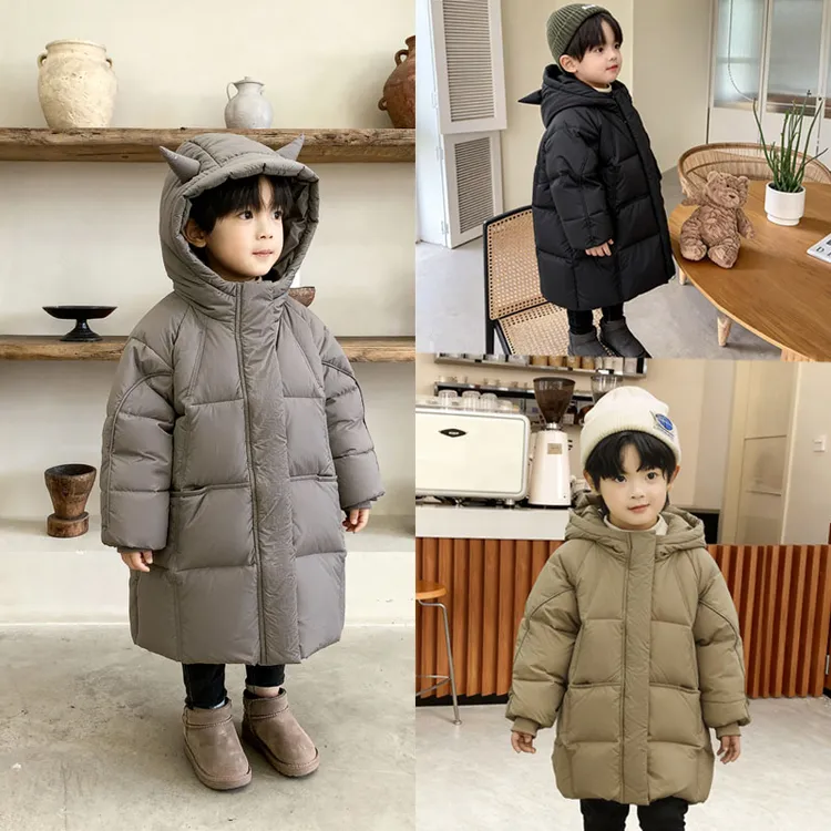 儿童羽绒服男童男宝中长款女童冬季加厚洋气新款宝宝小怪兽羽绒服