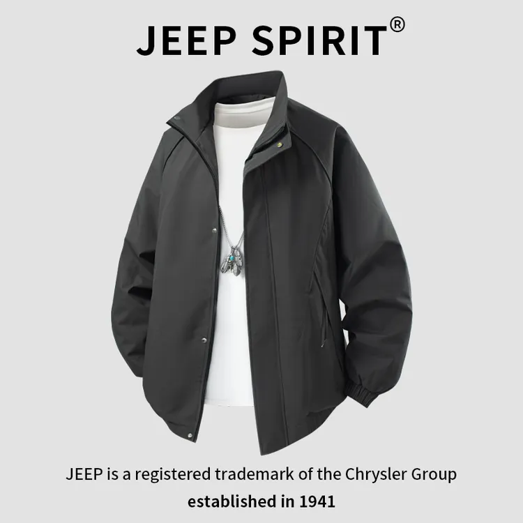 JEEPSPIRIT吉普立领美式潮牌夹克男士春秋季宽松百搭休闲时尚外套