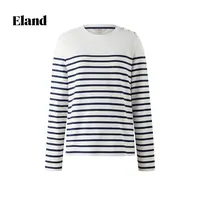 【女装优选WL】Eland衣恋T恤女撞色条纹上衣EELAF89S01