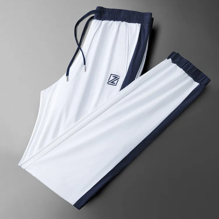 冰丝不闷热透气冲锋休闲裤男士速干夏季薄款百搭撞色运动束脚裤男