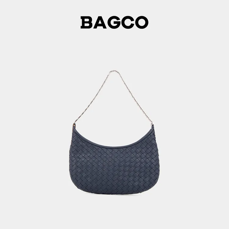 BAGCO/中古风月牙编织包小羊皮单肩腋下斜挎包