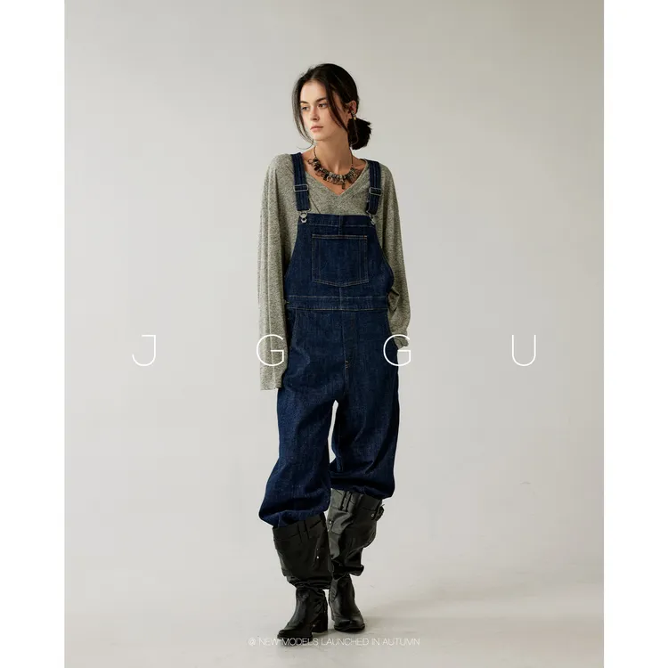 JGGU晶咕黑标【秋野旅行家】元气百搭减龄牛仔背带裤JG12250097