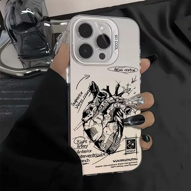 适用iphone16plus潮牌心脏苹果手机壳15promax创意13pro12/11