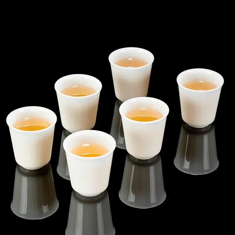 钰铨龙门 冰种玉瓷上釉品茗杯 德化白瓷手工客人杯办公家用喝茶杯