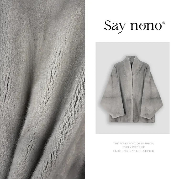 懒猫nono│Saynono 进口稀有设计款水貂V领蝙蝠袖皮草外套 SD9188