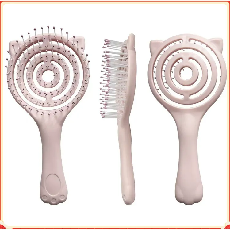 卡通ins轻松熊镂空造型梳猫爪镂空梳按摩头皮可爱蓬松梳子学生L