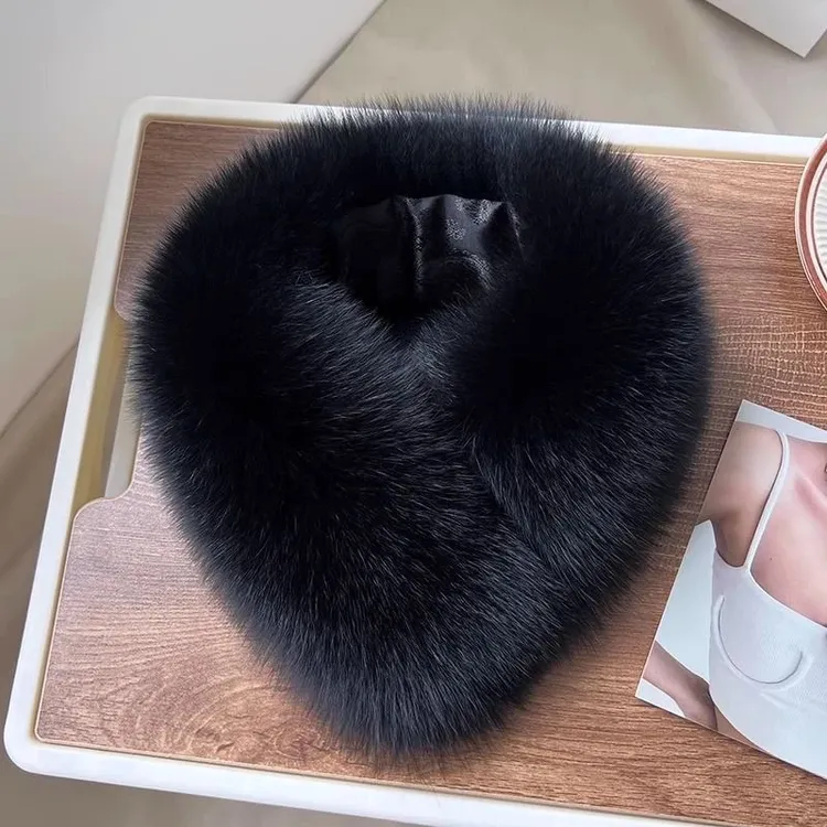 （艺菲专属）狐狸毛围巾女秋冬百搭短款大毛球皮草磁铁吸扣毛毛围脖