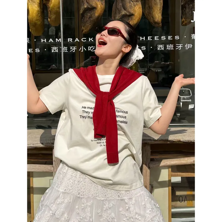 【馄饨小姐专属】秋冬新款复古红色纯色披肩衬衫外搭休闲针织坎肩
