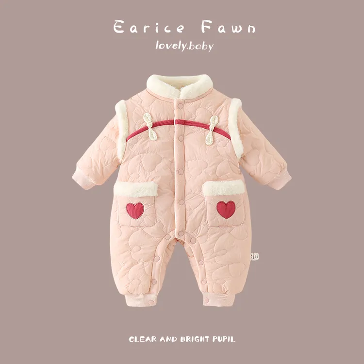 DZ百天婴儿哈衣冬装加绒加厚棉衣外穿保暖棉袄宝宝超萌洋气连体衣