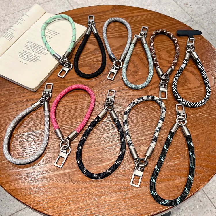 日韩ins潮款编织手工绳挂绳手腕带匙扣手机壳挂件撞色链条便携