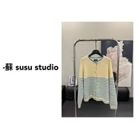 JS条纹毛衣开衫外套秋冬新款韩系百搭休闲通勤气质宽松外套0959