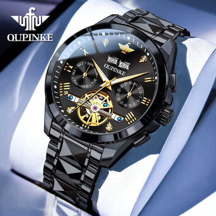 瑞士欧品客经典男士机械表潮流镂空飞轮防水全自动多功能夜光男表商品图