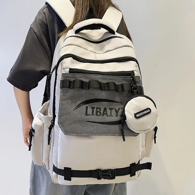 潮流双肩包男初中高中学生减负护脊书包女休闲百搭大容量电脑背包