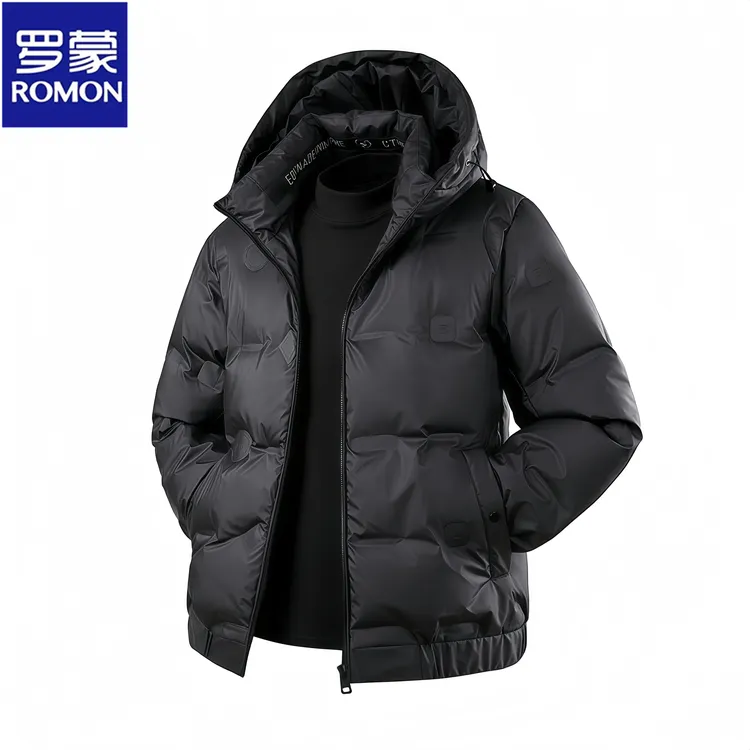 Romon/罗蒙冬季新款商务男士短款连帽羽绒服潮流帅气秋冬外套潮