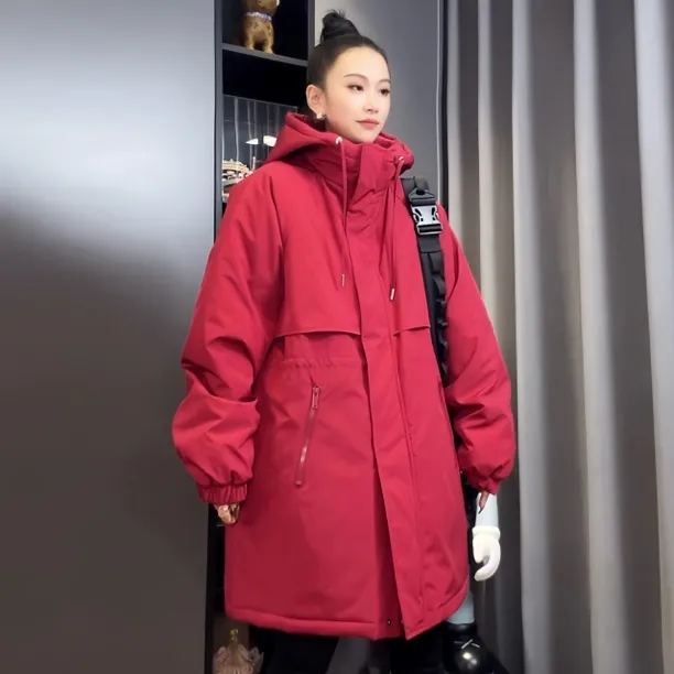 新款连帽棉衣女秋冬中长款加厚外套韩版宽松显瘦保暖休闲百搭棉服