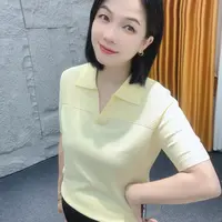 5272别致灰色POLO小衫【大米家】超舒服的~夏季设计感多巴胺服装女