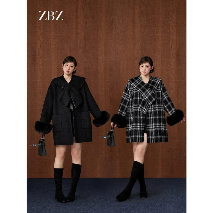 周白子 10/20 20:00pm新品【70%羊毛 骨瓷格】100%毛大衣ZTNS0049