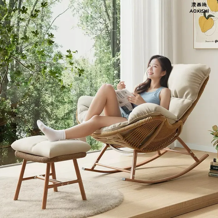 澳西施新款摇摇椅躺椅可睡觉单人藤椅阳台家用休闲沙发懒人椅子