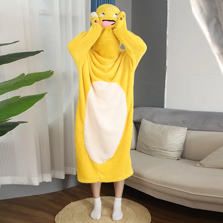 小奶龙睡衣服秋冬卡通动物连体睡衣法兰绒男女家居服连体情侣睡袍