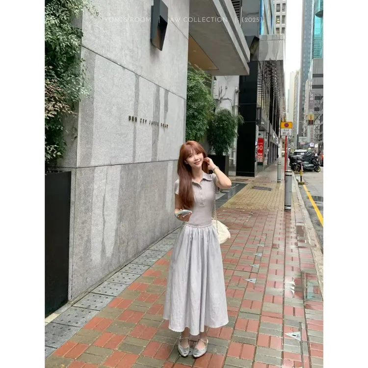 YOMI小个子【南庄往事】棉+莱赛尔收腰连衣裙气质知性秋季显瘦显白