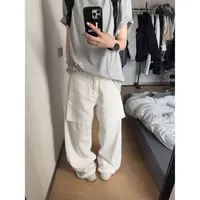 “清仓款”阔腿宽松牛仔裤水洗假两件休闲直筒牛仔裤女004