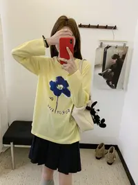 程程甄选 韩系早秋潮流不同花休闲长袖打底衫619